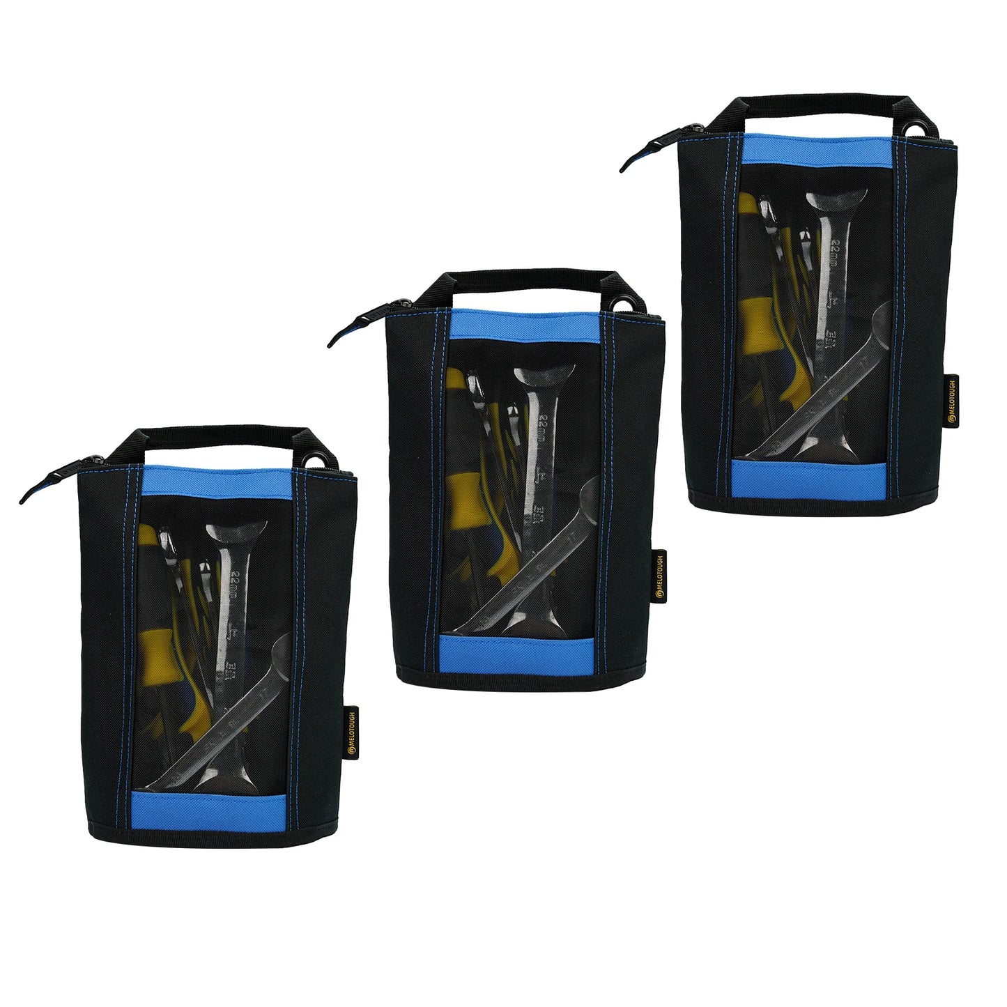 MELOTOUGH Canvas Tool Pouch | 2-Pack Zipper Bags with Mesh Window & Hanging Grommets