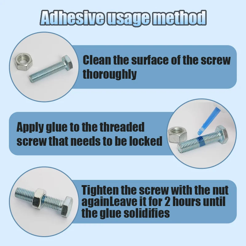 LOOLIFL Blue Thread Locker 243 - Anaerobic Screw & Bolt Adhesive for Metal Fasteners, Rustproof Sealant