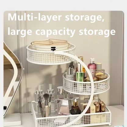Metal Makeup Storage Rack – Multi-Layer Cosmetic & Skincare Organizer, Lightweight No-Installation Dresser Box for Home