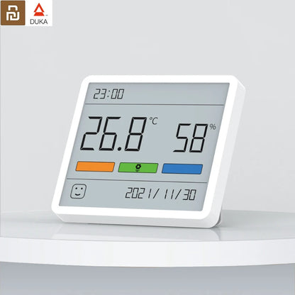 Youpin Duka ATuMan Digital Thermometer Hygrometer - 3.34-Inch LCD Temperature, Humidity and Clock Gauge for Indoor Use