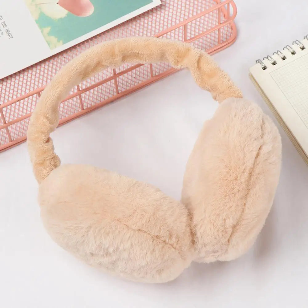 Adjustable Foldable Ear Muffs: Fashion Autumn Winter Plush Ear Warmer for Women & Men - Solid Color Earflap Earmuffs