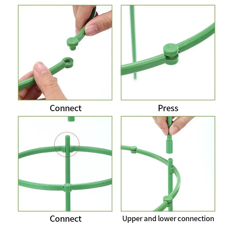 Plastic Plant Support Pile Half Round Stake - Ideal for Climbing Vines & Bonsai - Flower Ring Holder & Rack for Garden Plants