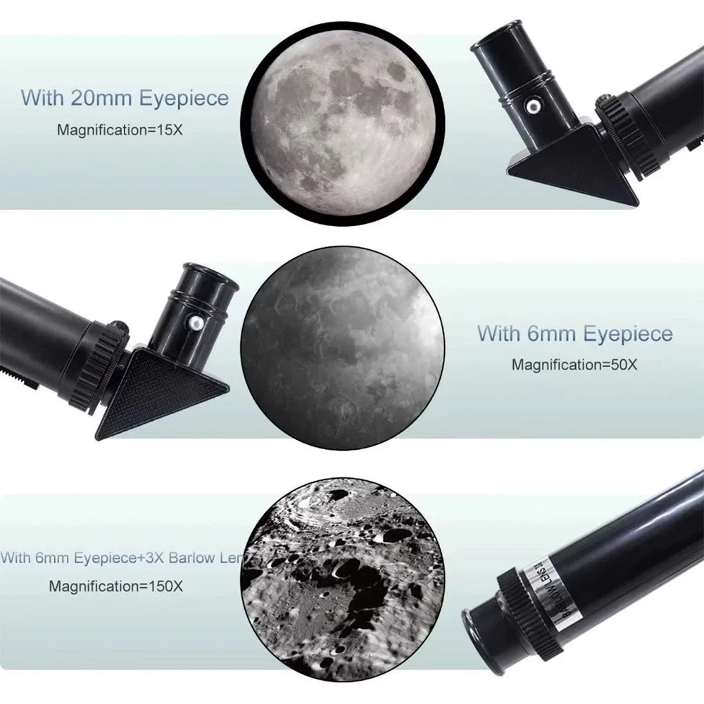 150X Astronomical Telescope – 70mm Refractor Portable Travel Scope with Phone Adapter & Wireless Remote