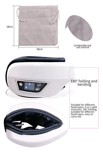 6D Smart Vibration Eye Massager – Hot Airbag Compress, Bluetooth Music Sleep Mask for Eye Relaxation & Fatigue Care