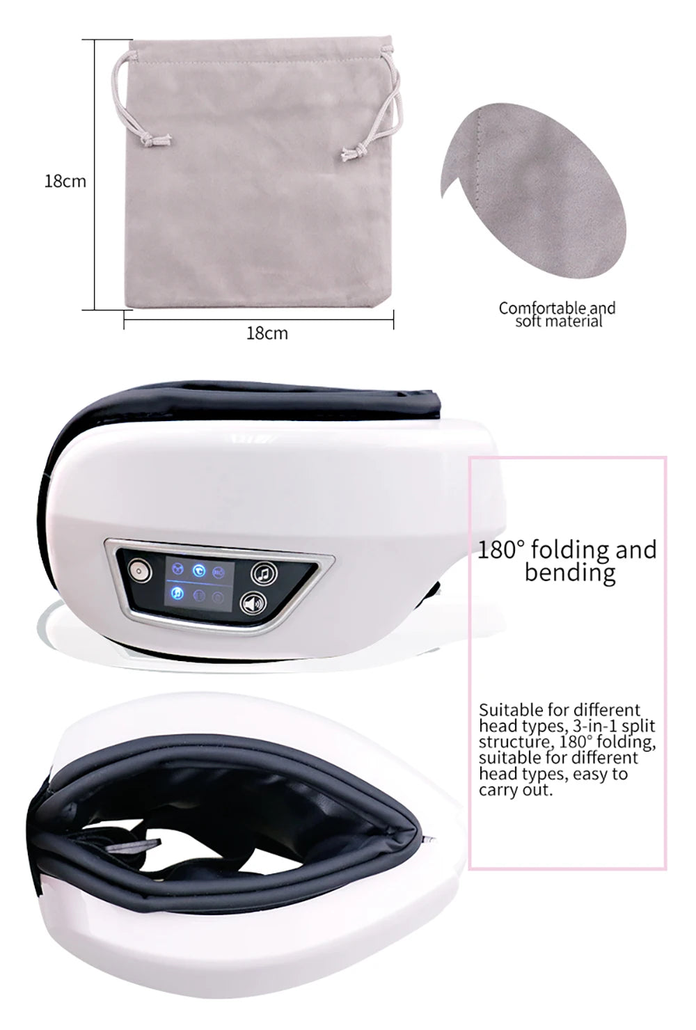 6D Smart Eye Massager — Vibration & Hot Airbag Compress, Bluetooth Music Eye Massage Glasses for Relaxation & Fatigue Relief
