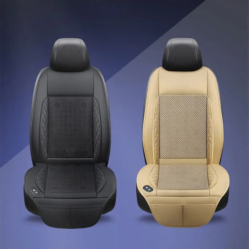 12/24V Car & Home Ventilation Massage Seat Cushion — Breathable Cooling & Heated Massage Pad