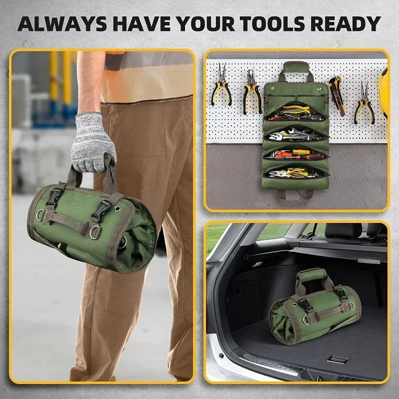 Multi-Purpose Professional Tool Bag – High-Quality Multi-Pocket Roll-Up Hardware Tools Organizer, Portable Small Tool Pouch
