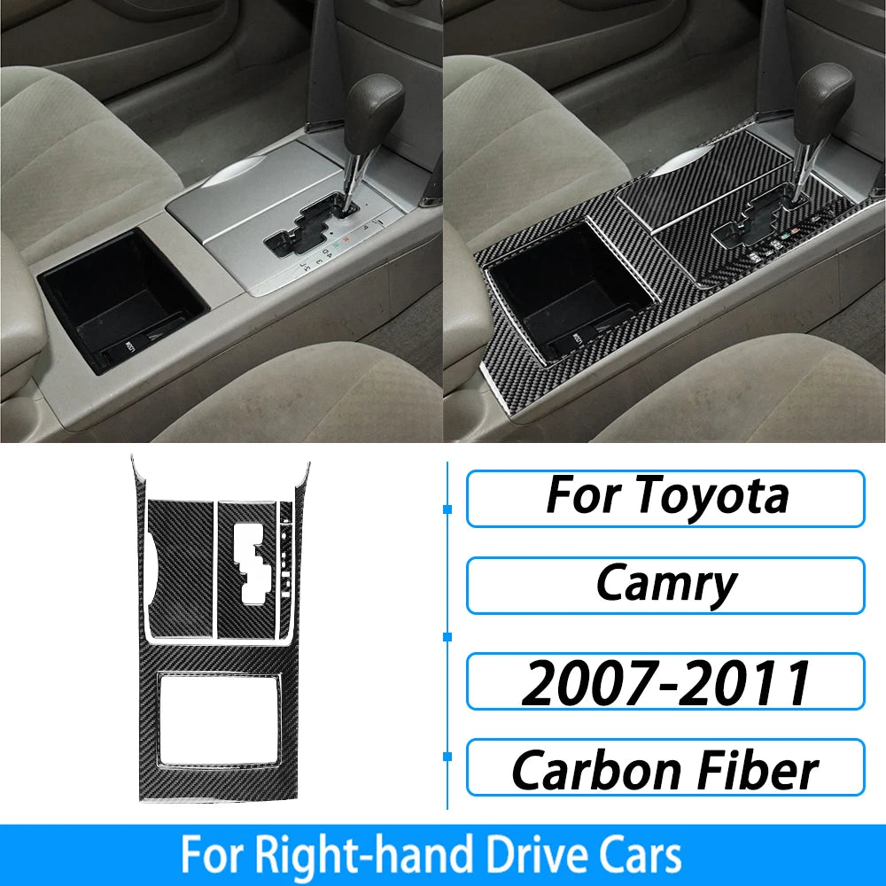Toyota Camry 2007–2011 Carbon Fiber Interior Trim Set - Center Console, Gear Shift & Air Vent Decorative Covers