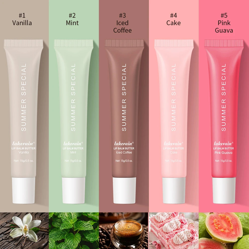 Summer Lip Balm Gloss - Moisturizing Vanilla Mint Scented Transparent Lip Oil Makeup