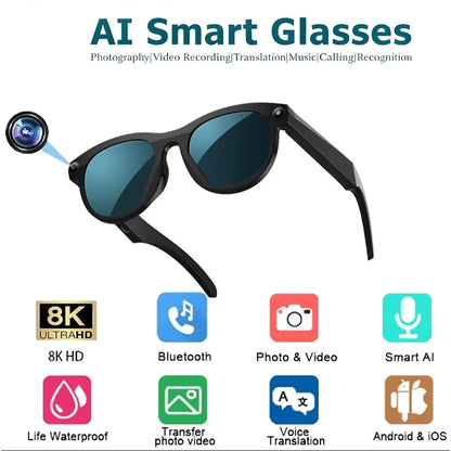 ViVO 8K AI Smart Glasses – HD Color-Changing, 1200MP Camera, ChatGPT, Translate, Bluetooth Calls, Voice Assistant & Music Control 2026