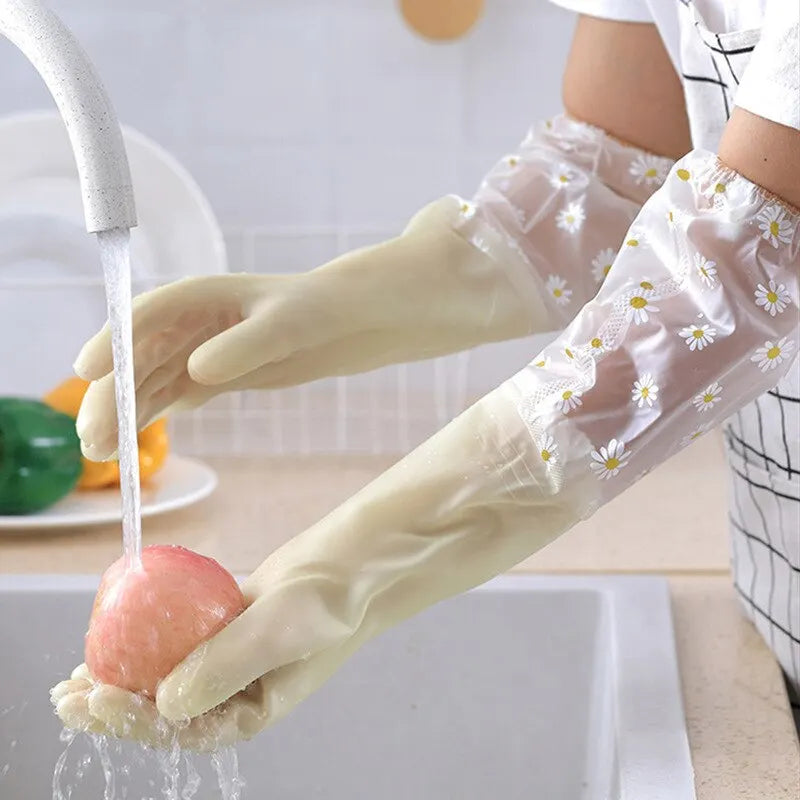 Waterproof Cleaning Gloves | Latex Household Dishwashing Gloves | Kitchen & Laundry Wear-Resistant Rubber Gloves