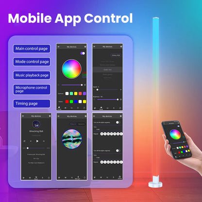 RGB LED Floor Lamp – Remote & APP Control, Music Sync Corner Lighting, Modern Mood Lamp for Bedroom, Living Room & Gaming Decor