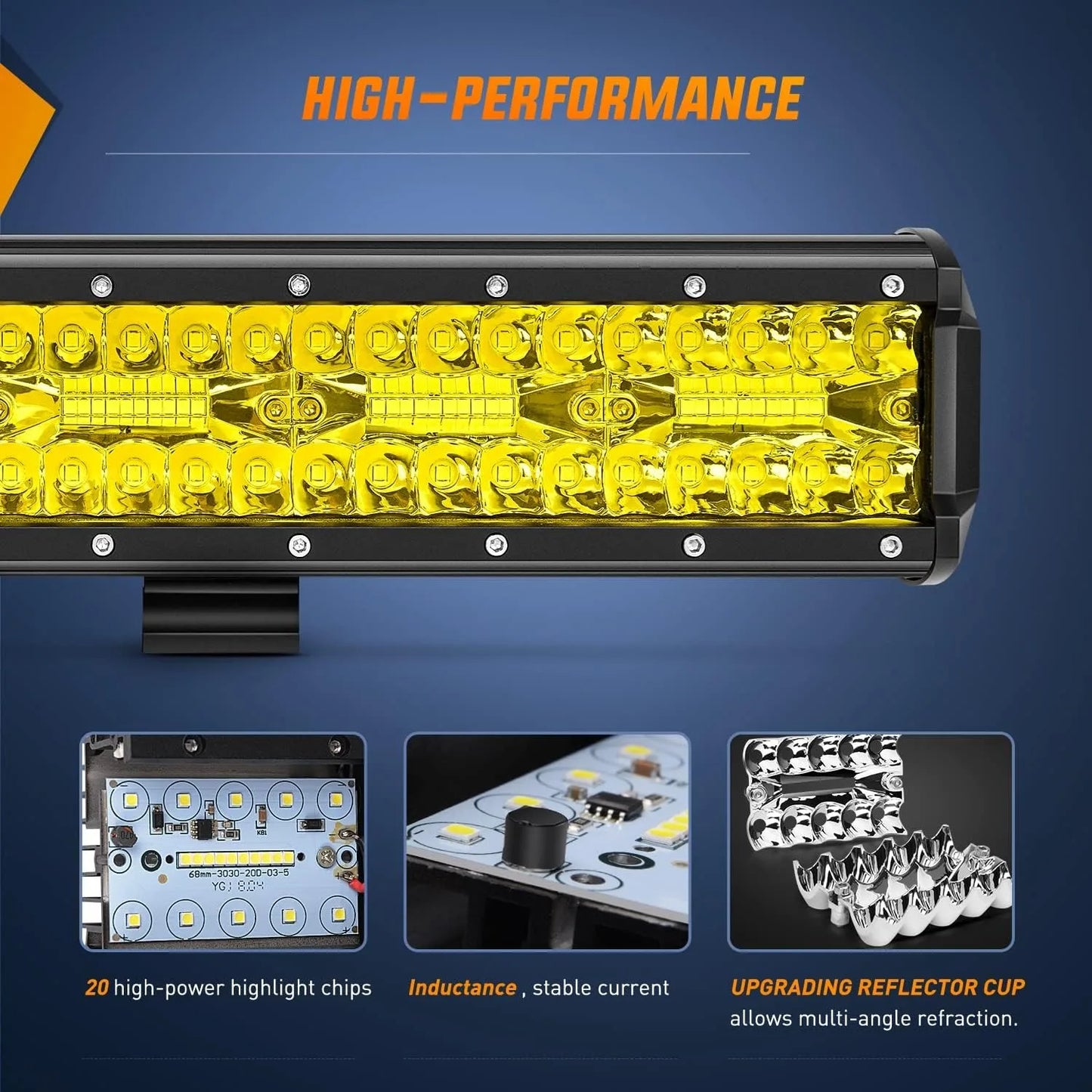 Nilight 12-Inch Amber LED Light Bar - 240W Triple Row Spot Flood Combo for Truck, SUV, ATV & Boat