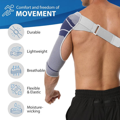 Adjustable Shoulder Brace Support Sleeve – Rotator Cuff Compression & Stability Strap for Left or Right Shoulder (Men & Women)