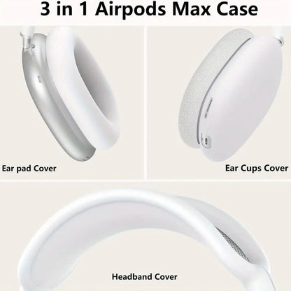 3-in-1 Soft Silicone Shockproof Case for AirPods Max – Anti-Scratch Headphones Skin Protector Cover