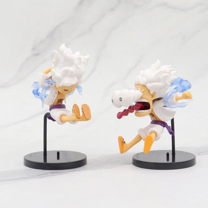 5PCS One Piece Figure Set – Gear 5 Nika Luffy Sun God PVC Anime Figurines, Q Version Cartoon Collection Dolls & Gifts