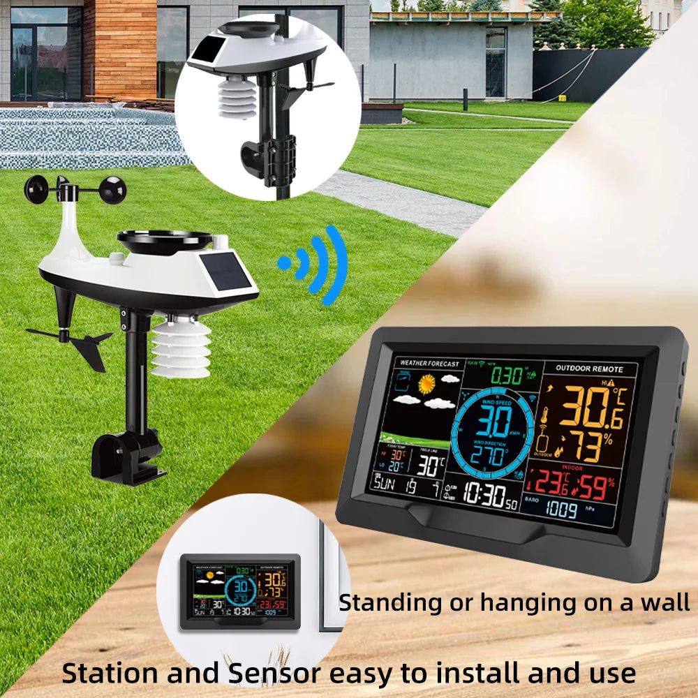 FJ3390A Multifunctional Weather Station - Temperature, Humidity, Wind Speed & Rainfall Detection with Weather Forecast Clock