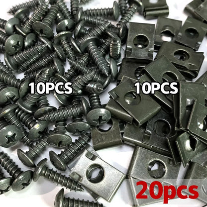 U-Type Car Fastener Clips - Metal Screw Retainer Clips for Engine Guard, Bumper & Undertray Repair
