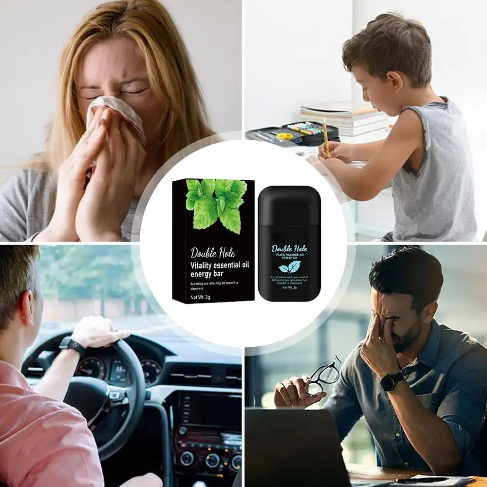 Anti-Snoring Nasal Inhaler — Two-Nostril Aromatherapy Stick with Energy Oil for Sleepiness Relief