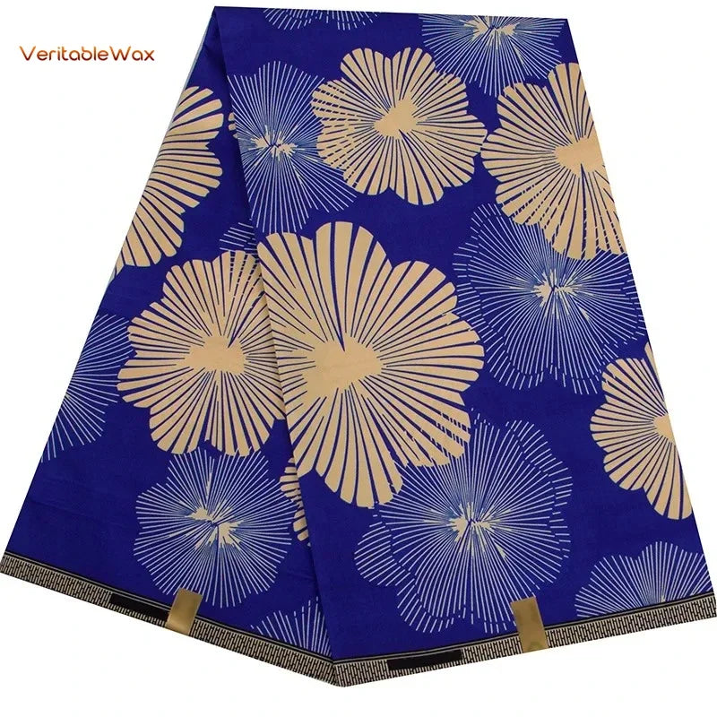 Ankara African Wax Print Fabric - Batik Pagne Polyester Material for DIY Sewing, Patchwork & Wedding Dress Craft
