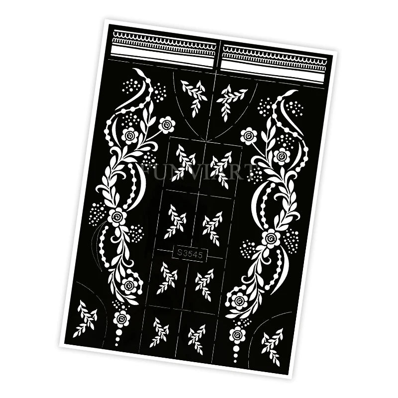 Reusable Henna Stencil Templates for Hand & Body – Floral Tattoo Stencils for Women, Weddings & Festivals Body Art Makeup Tools
