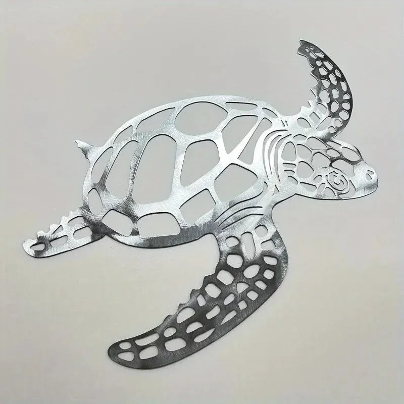 Metal Sea Turtle Wall Art – Beach-Themed Ornament for Indoor Living Room Decor & Wall Hanging