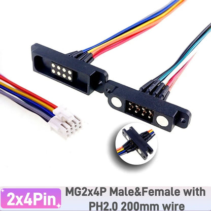 Magnetic Pogo Pin Connector - 2A Spring Loaded Male Female 2.54mm DC Power Socket, 8/10/12/14/16/20 Position Contacts, 1/3/5 Pairs
