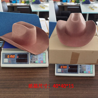 100% Wool Western Cowboy Hat – Casual Felt Cowgirl Hat for Men & Women, Autumn & Winter Outdoor Sunshade Fedoras Top Hat