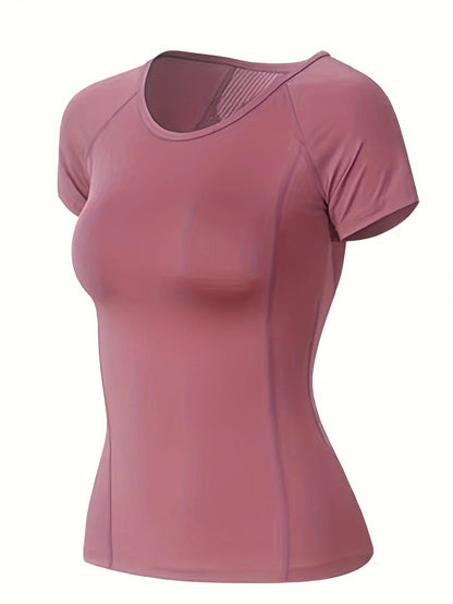 Women's Sports T-Shirt - Breathable Quick Dry Short Sleeve Fitness Top For Running, Yoga & Summer Training Wear