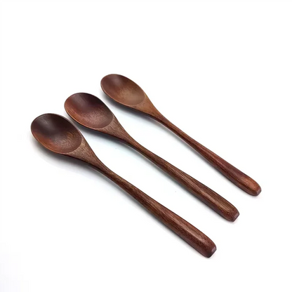 6Pcs Wooden Spoon Set – Natural Wood Kitchen Utensils for Soup, Dessert & Dinner Serving