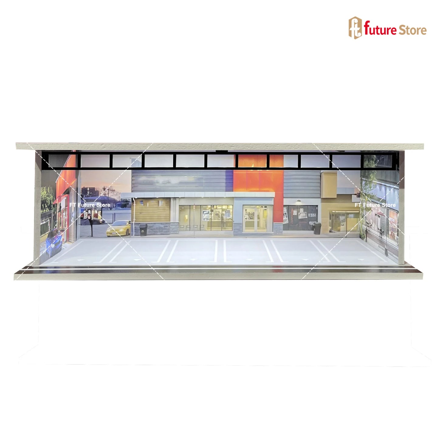 1:64 Scale Garage Scene Model with Lights – Assembled Parking Lot Diorama for Miniature Car Display