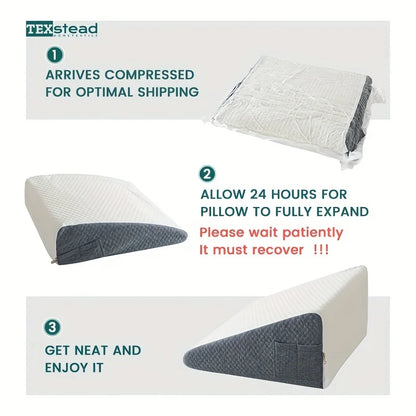 Memory Foam Bed Wedge Pillow: Ideal for Sleeping, Post-Surgery Recovery, and Air Layer Comfort