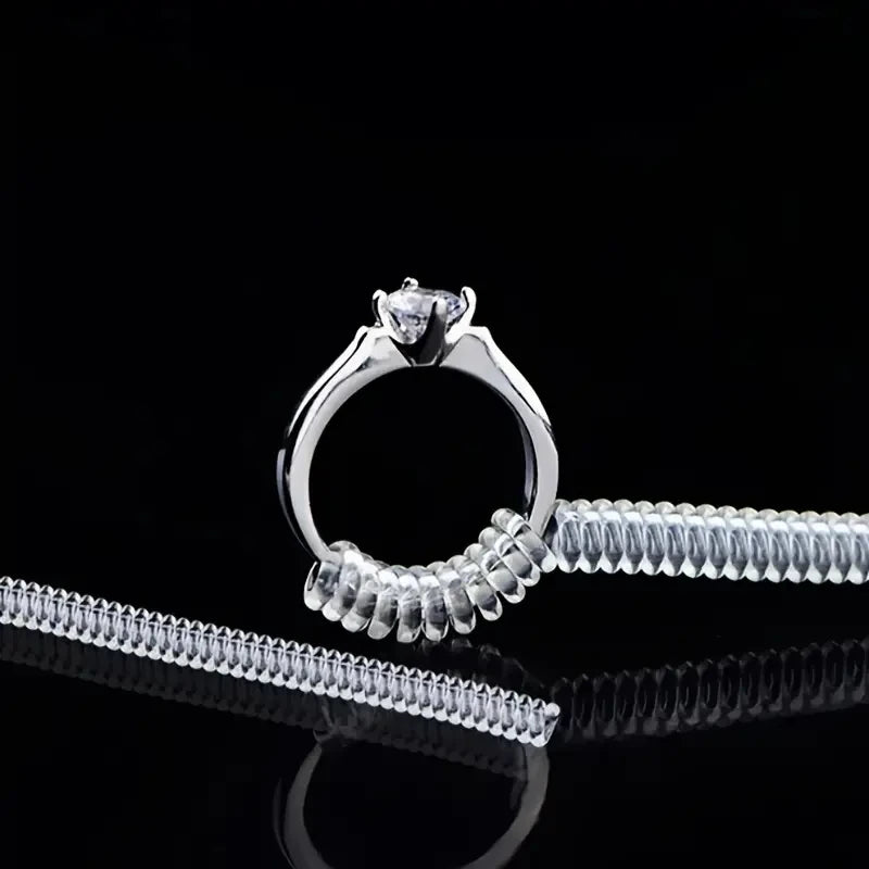 Invisible Ring Size Reducer Tool Set | Spiral Spring Based Rings Adjuster | Transparent Tightener | Resizing Guard for Jewelry - 4pcs/Set