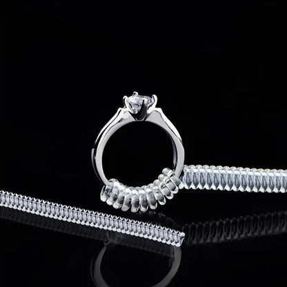 Invisible Ring Size Reducer Tool Set | Spiral Spring Based Rings Adjuster | Transparent Tightener | Resizing Guard for Jewelry - 4pcs/Set