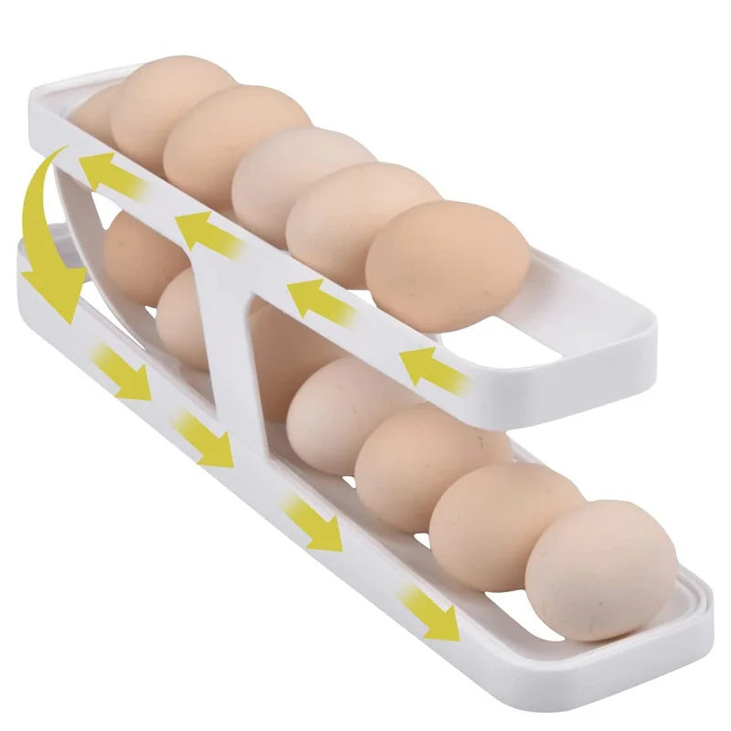 New Refrigerator Egg Rolling Storage Rack - Rolldown Egg Dispenser Holder, Refrigerator Storage Box