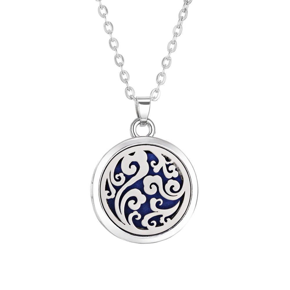 Tree of Life Aromatherapy Necklace – Stainless Steel Essential Oil Diffuser Locket Pendant