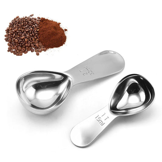 Stainless Steel Coffee Measuring Spoons — Graduated 15ml & 30ml Scoop for Beans, Tea, Sugar & Barista Tools