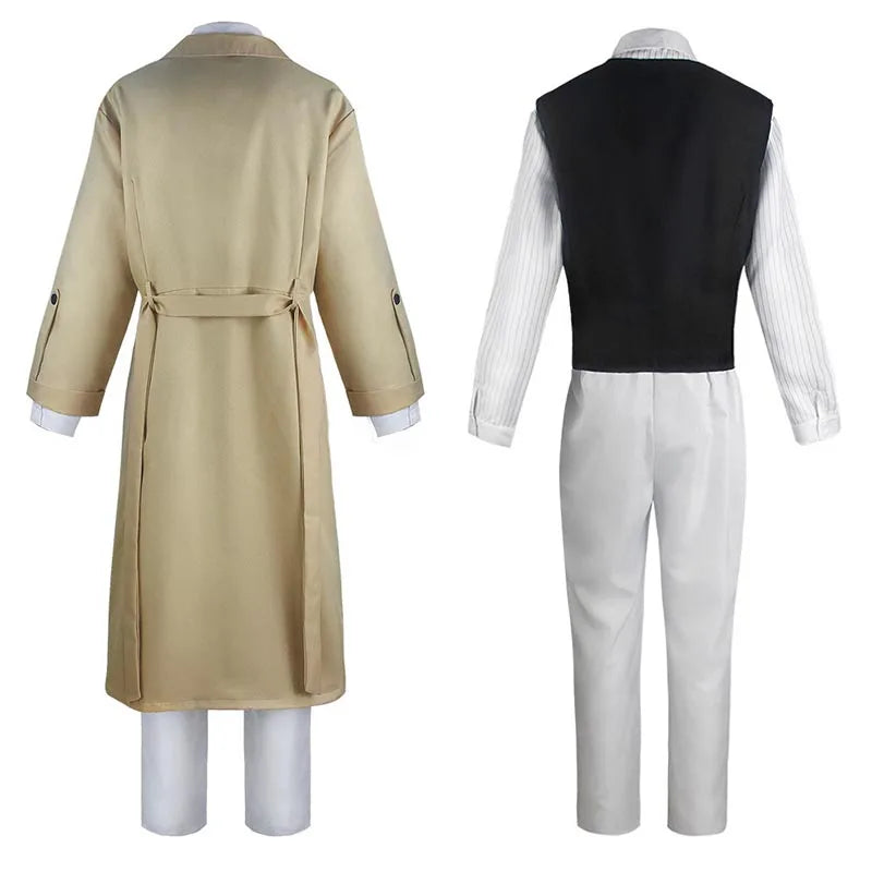 Dazai Cosplay Costume - Detective Dazai Osamu Trench Coat, Shirt, Vest & Pants Set for Adults - Halloween Party Outfit