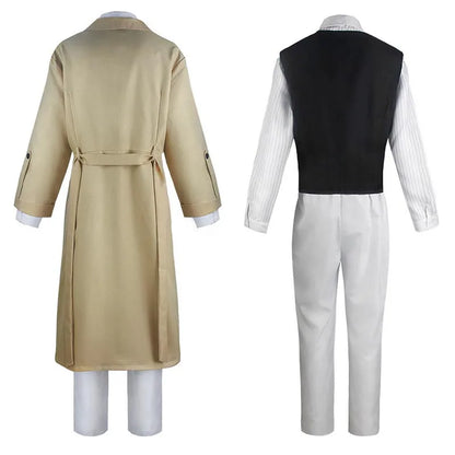 Dazai Cosplay Costume - Detective Dazai Osamu Trench Coat, Shirt, Vest & Pants Set for Adults - Halloween Party Outfit