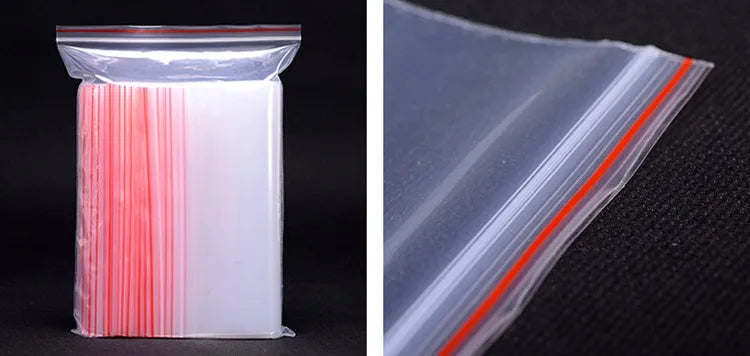 100pcs 50 Micron Clear PE Zip Lock Bags – Reclosable Plastic Pouches for Candy, Cookies & Dried Fruits