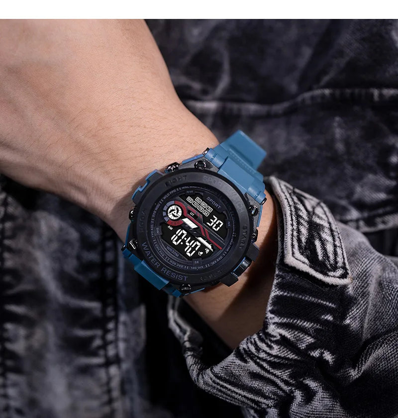 YIKAZE Men’s Waterproof Sports Watch — Multifunction LED Digital Military Watch with Alarm Clock