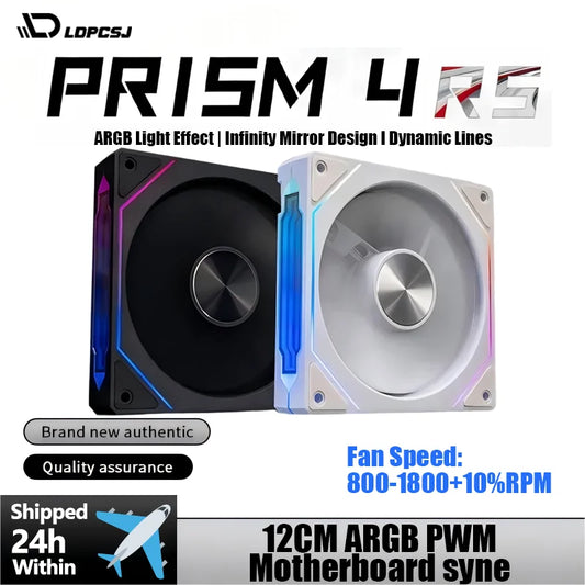LDPCSJ Prism 5 Pro 120mm ARGB RGB Case Fans – 4PIN PWM 5V 3PIN PC Cooling Kit for CPU Water Cooler Gaming PC Ventilation System