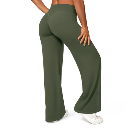 Women's Straight Leg Yoga Pants - Mid-Waist Naked-Feel Pilates & Running Trousers