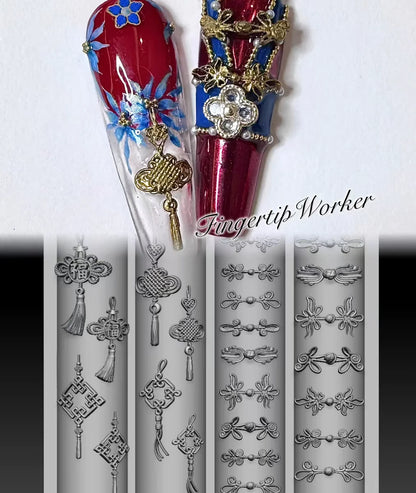 Snake Lolita Bow, Mushroom, Rose, Lotus, Bear 3D Acrylic Nail Mold - DIY Silicone Nail Decorations & Nail Art Products
