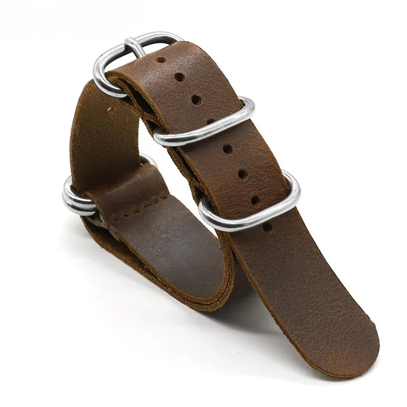 Vintage Genuine Leather Watch Strap – Handmade Brown Cowhide Replacement Band for Men & Women (18mm, 20mm, 22mm)