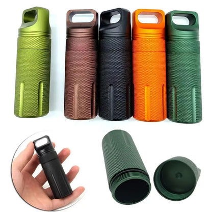 Aluminum Alloy Airtight Pill Container — Portable Waterproof EDC Single-Chamber Capsule Holder & Medicine Case