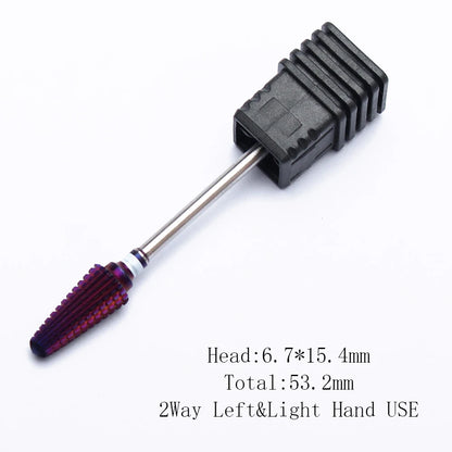 Purple 5-in-1 Tapered Carbide Nail Drill Bits - Milling Cutter for Manicure, Gel & Acrylic Removal, Nail Accessories Tool