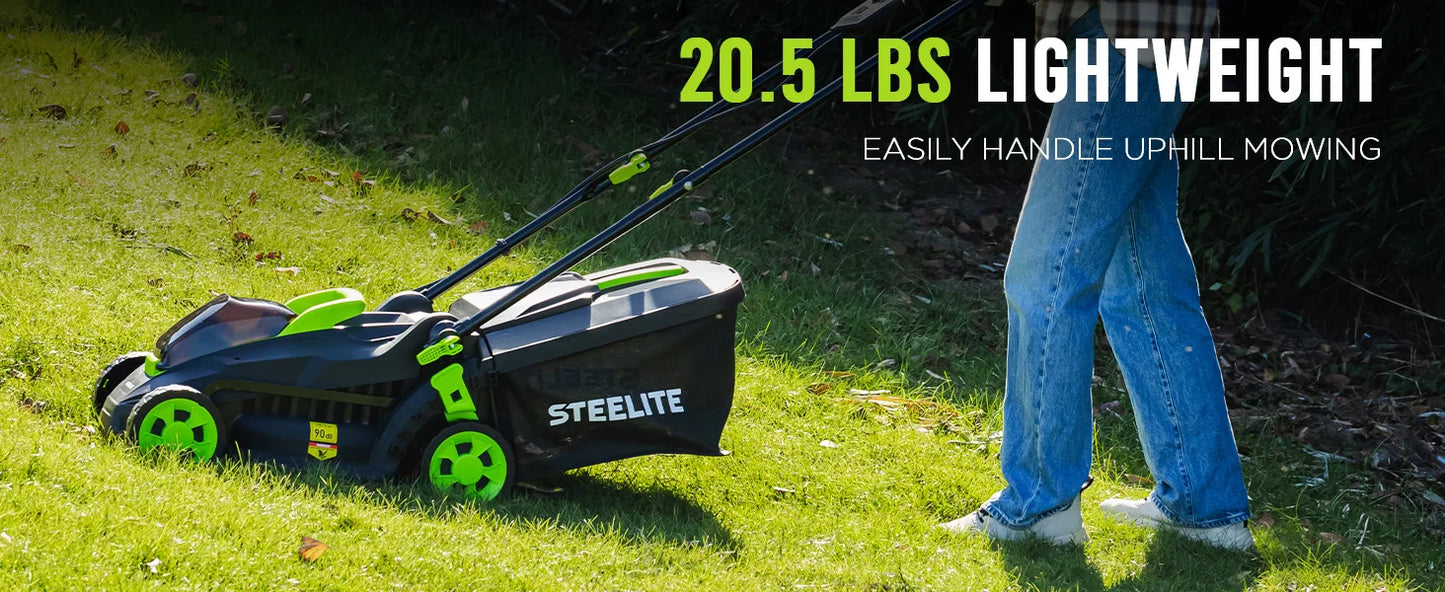 Deli 13" Cordless Electric Lawn Mower – 2-in-1 Lightweight Brushless Mower with 21V 4.0Ah Battery & Charger