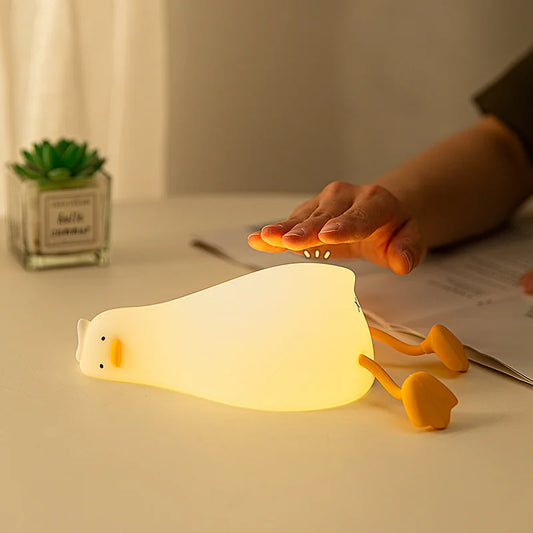 Duck LED Night Light – Rechargeable Pat Silicone Lamp, Cute Cartoon Bedside Nightlight for Kids, Home Decor & Birthday Gift