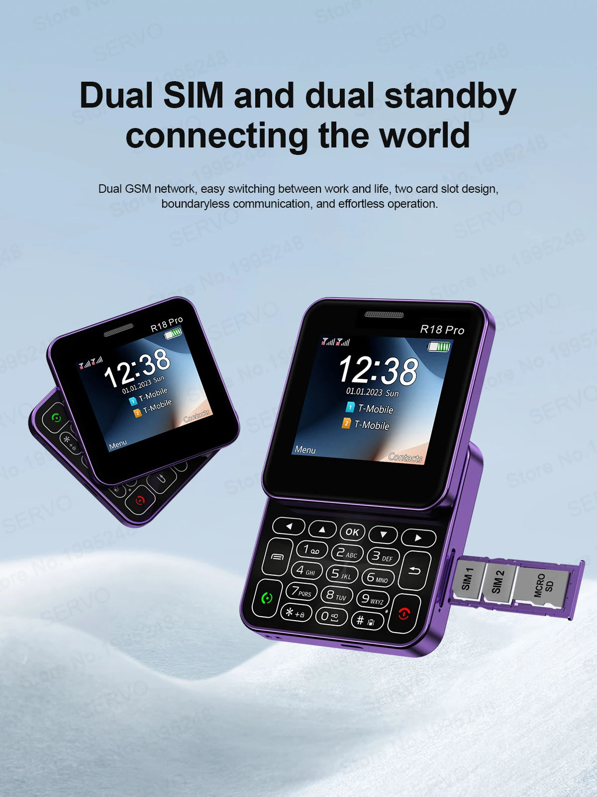 2024 NEW SERVO R18Pro Mini Mobile Phone – 2.4" Rotating Screen, Button Slider, Flashlight, Magic Voice, Dual SIM Standby
